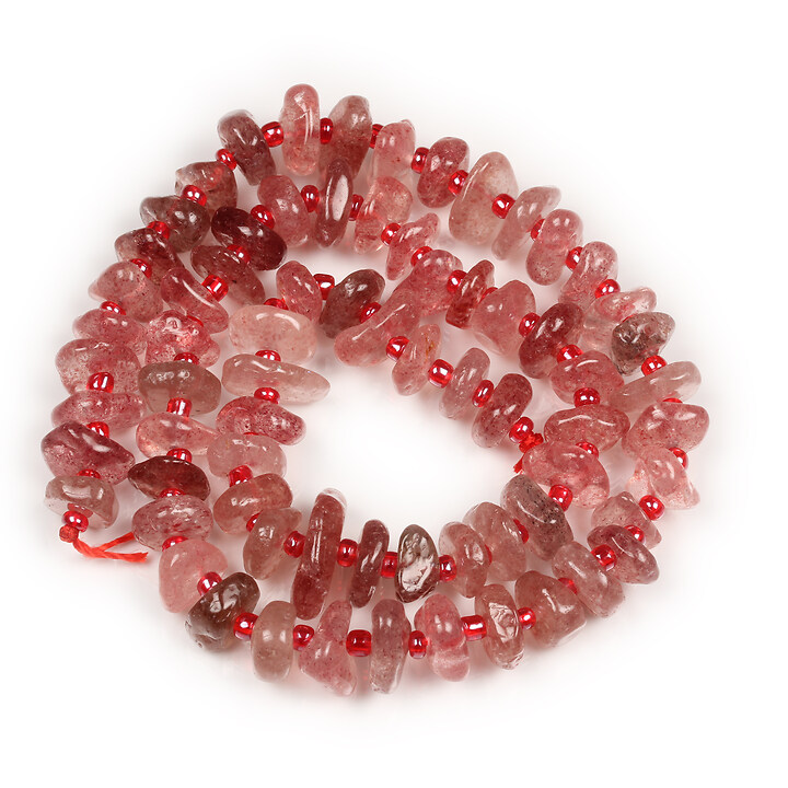 Margele strawberry quartz nuggets 8-11x9-14x1,5-5mm (sirag)