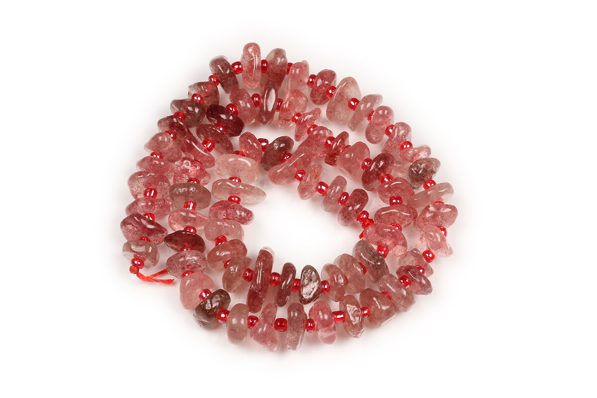 Margele strawberry quartz nuggets 8-11x9-14x1,5-5mm (sirag)