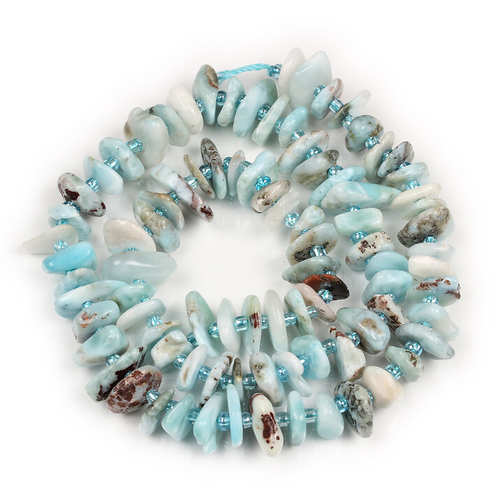 Margele larimar nuggets 8-11x9-14x1,5-5mm (sirag)