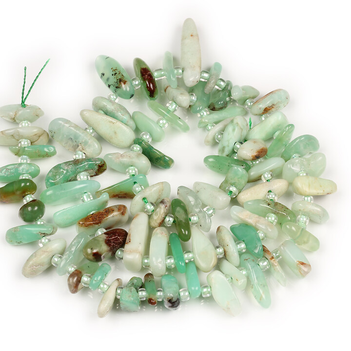 Margele opal verde chips 10-30x5-7mm (sirag)