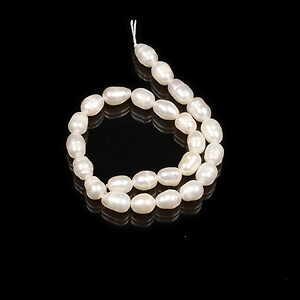 Margele scurt perle de cultura albe aprox. 7,5-9,5x5,5-6,5mm (sirag)