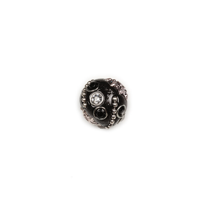 Margele indoneziene cu strasuri aprox. 15x14mm - negru