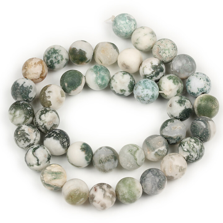 Margele Tree Agate frosted (mat) sfere 10mm (sirag)