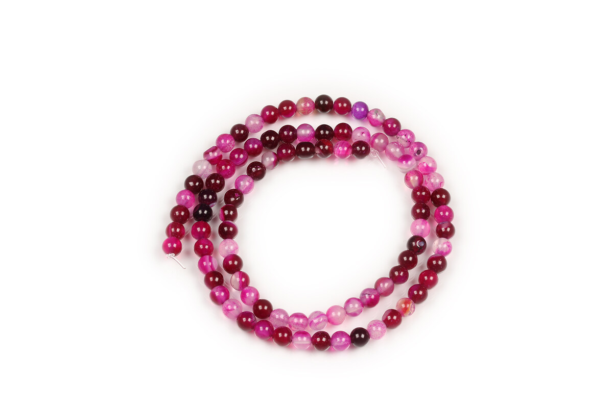 Margele agate striped sfere 4mm (sirag) - fucsia