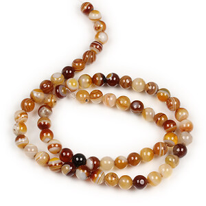 Margele agate striped sfere 6mm (sirag) - maro deschis