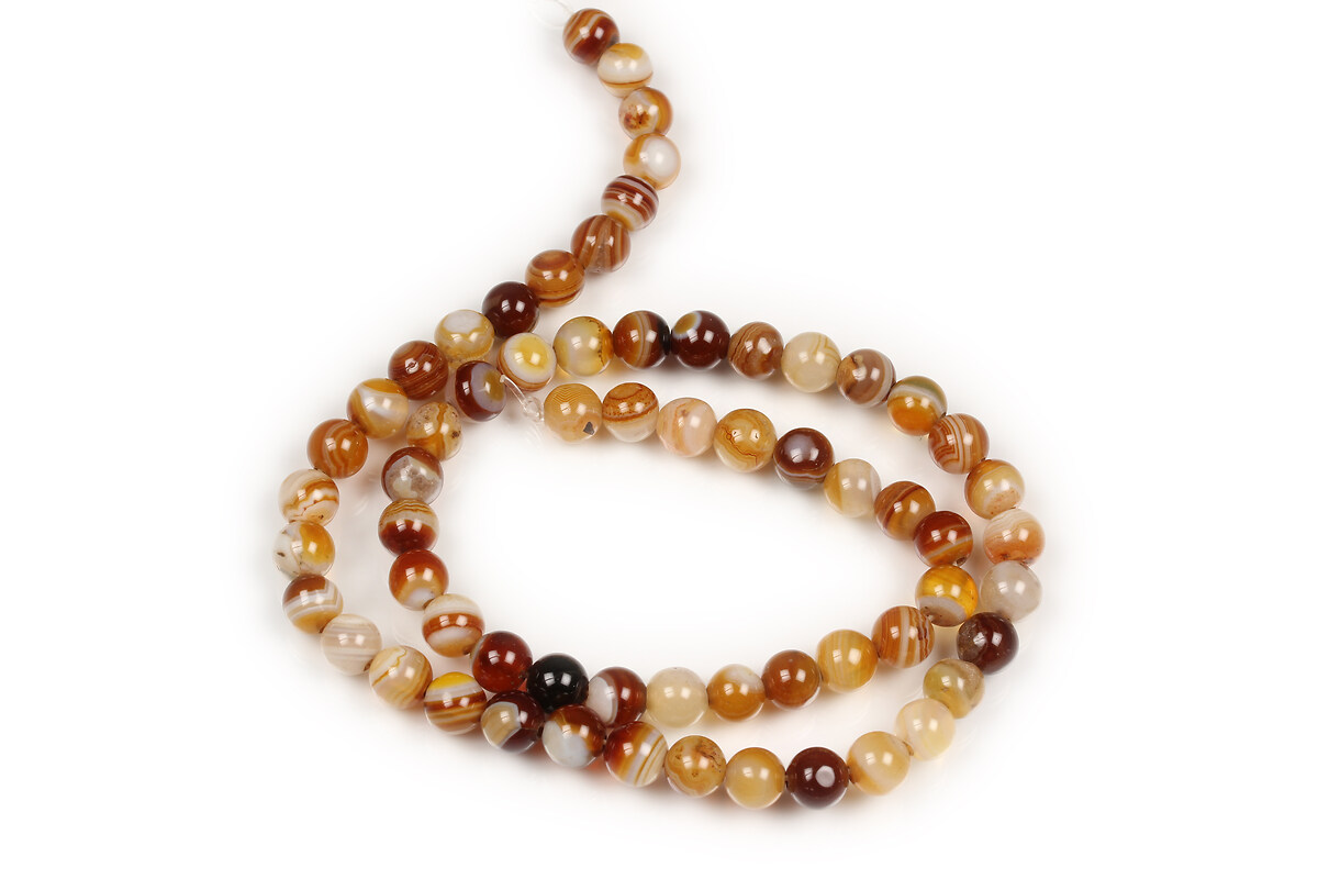 Margele agate striped sfere 6mm (sirag) - maro deschis