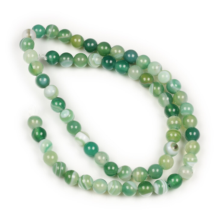 Margele agate striped sfere 6mm (sirag) - verde