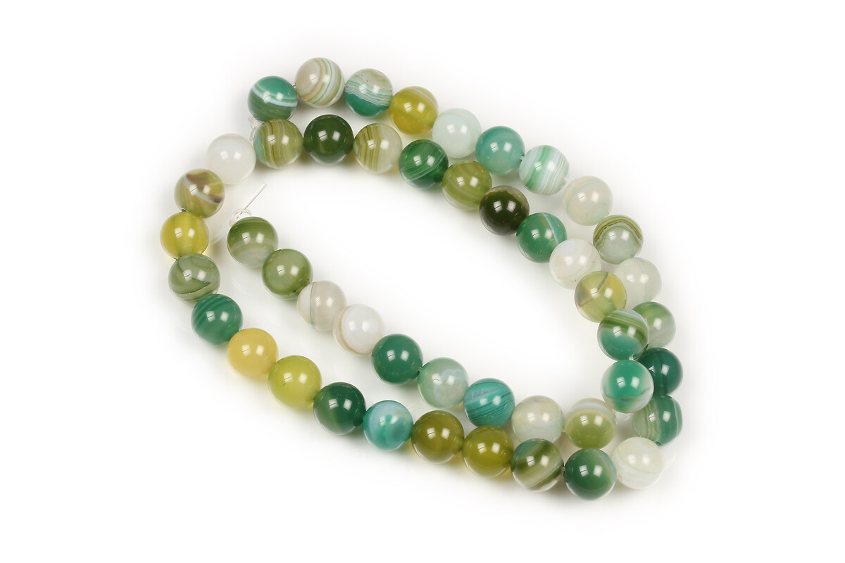 Margele agate striped sfere 8mm (sirag) - verde deschis