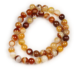 Margele agate striped sfere 8mm (sirag) - maro deschis