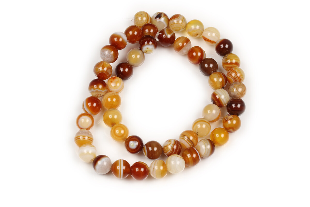 Margele agate striped sfere 8mm (sirag) - maro deschis