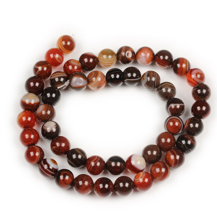 Margele agate striped sfere 8mm (sirag) - maro roscat