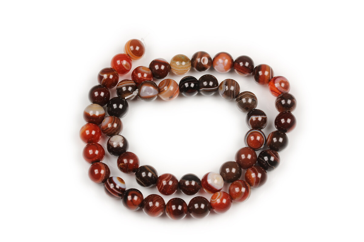 Margele agate striped sfere 8mm (sirag) - maro roscat