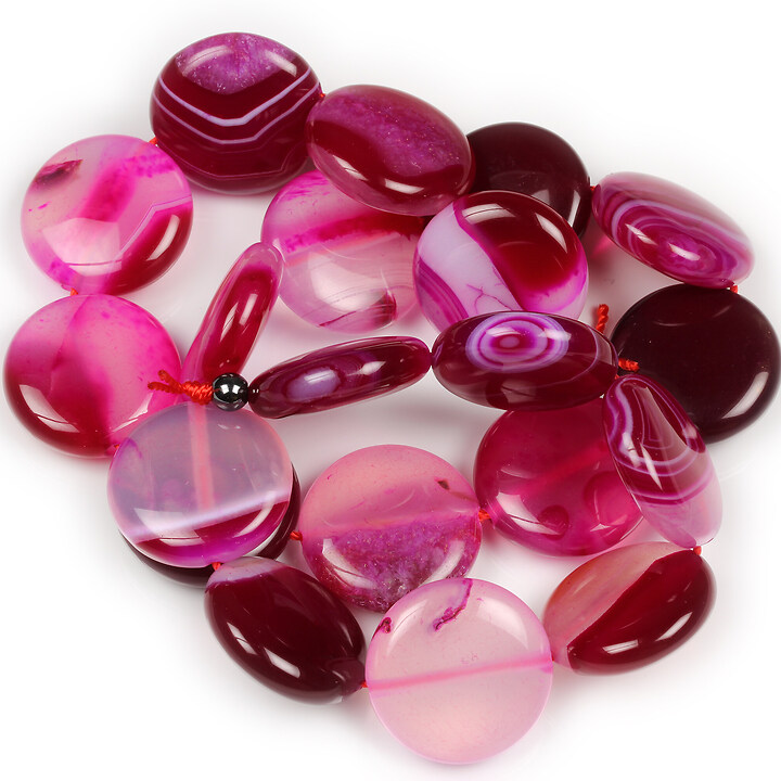 Margele agate striped banuti 20mm (sirag) - magenta