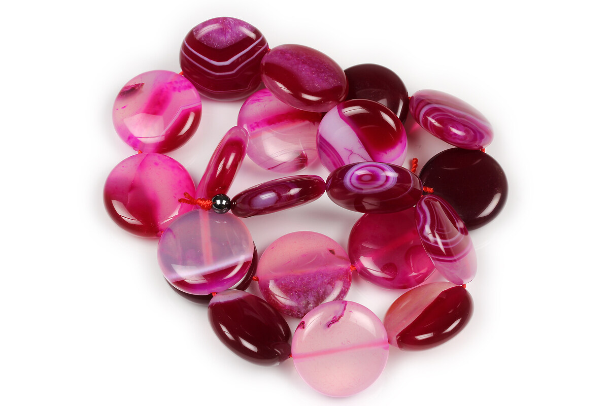 Margele agate striped banuti 20mm (sirag) - magenta