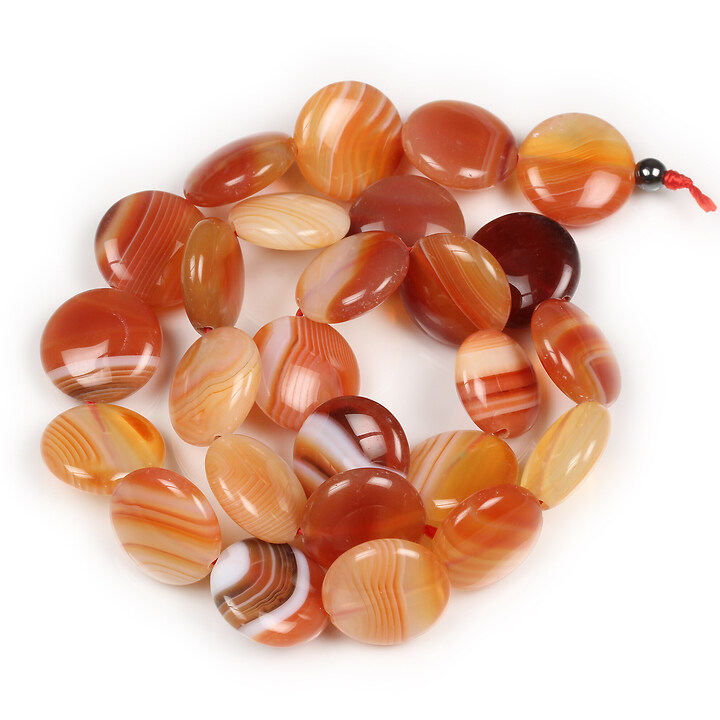 Margele agate striped banuti 15mm (sirag) - portocaliu