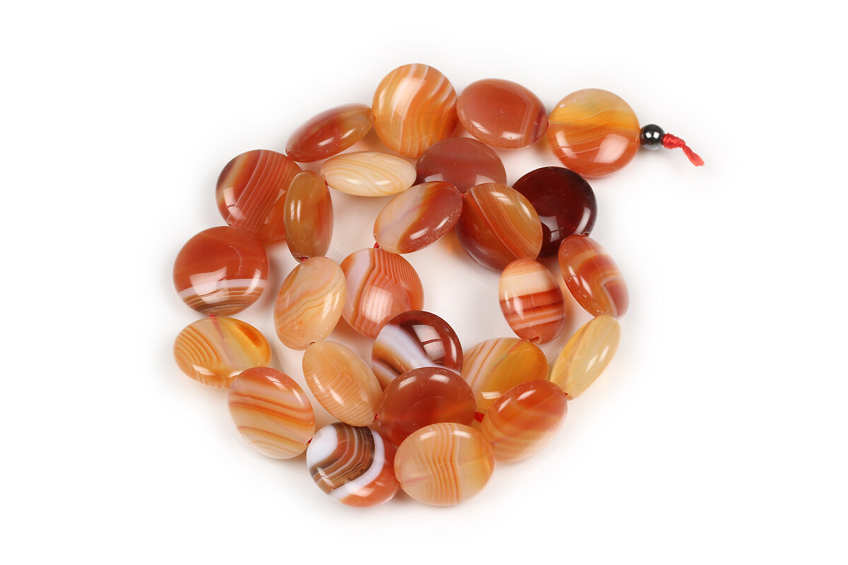 Margele agate striped banuti 15mm (sirag) - portocaliu