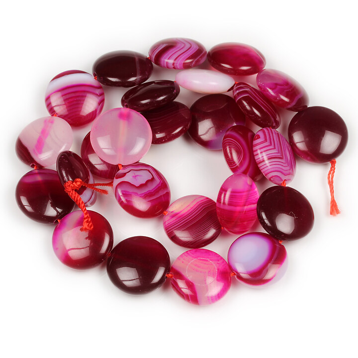 Margele agate striped banuti 15mm (sirag) - magenta