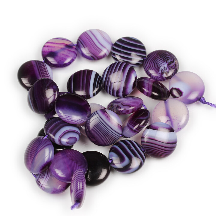 Margele agate striped banuti 15mm (sirag) - mov