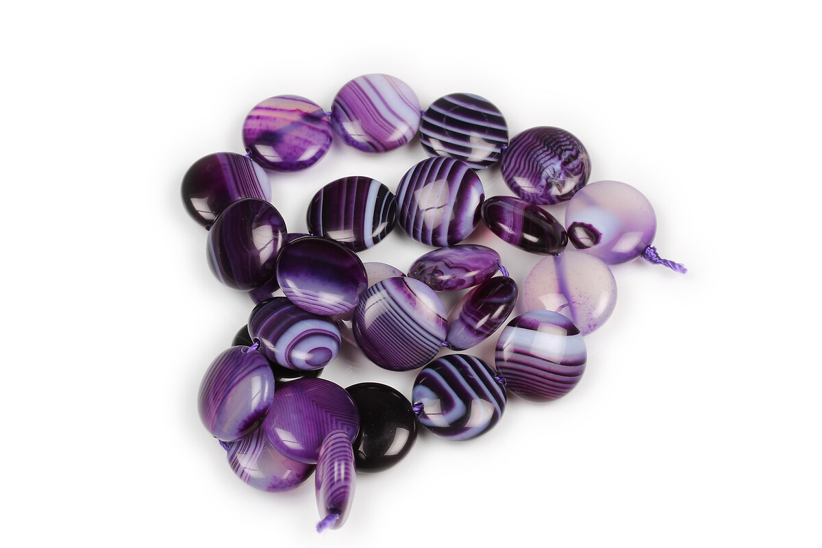 Margele agate striped banuti 15mm (sirag) - mov