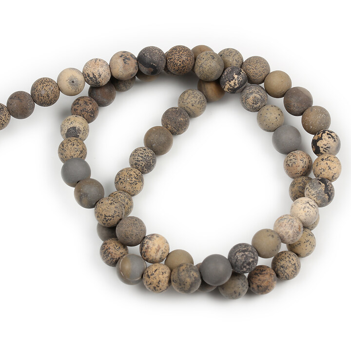 Margele Dendritic Jasper (Chohua jasper) frosted (mat) sfere 6mm (sirag)