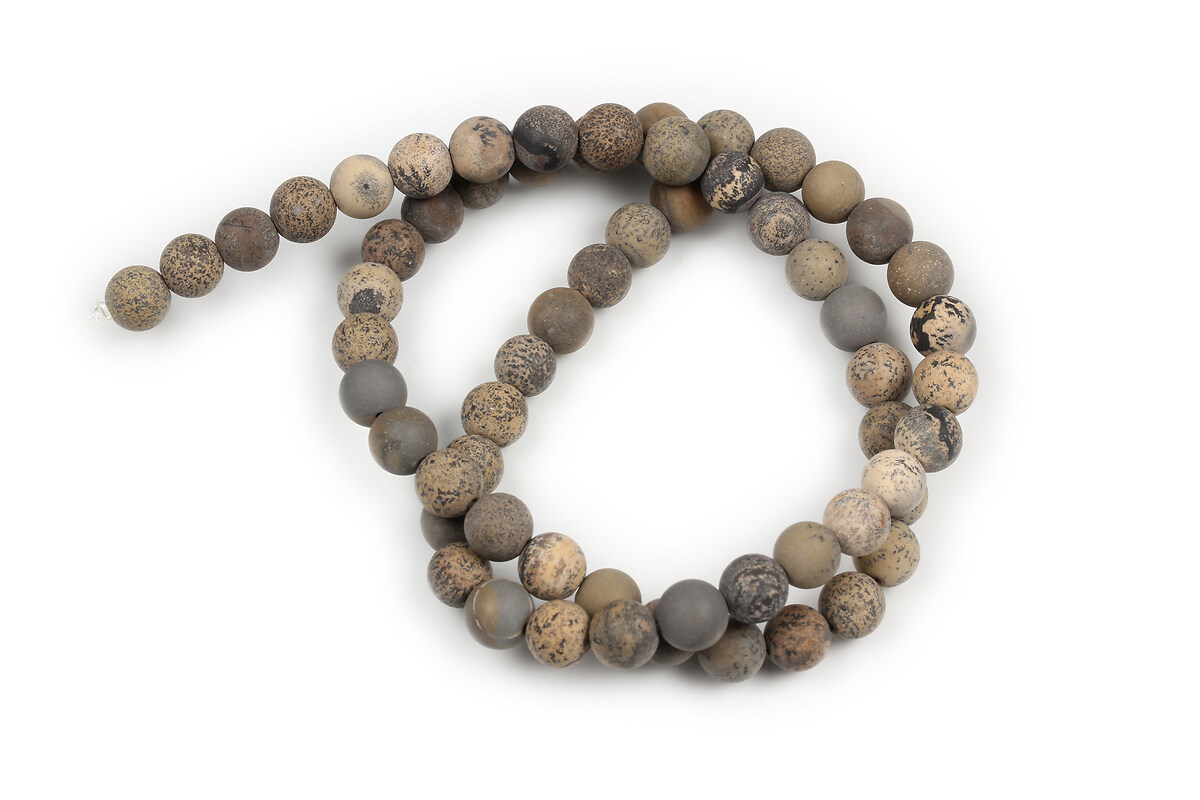 Margele Dendritic Jasper (Chohua jasper) frosted (mat) sfere 6mm (sirag)