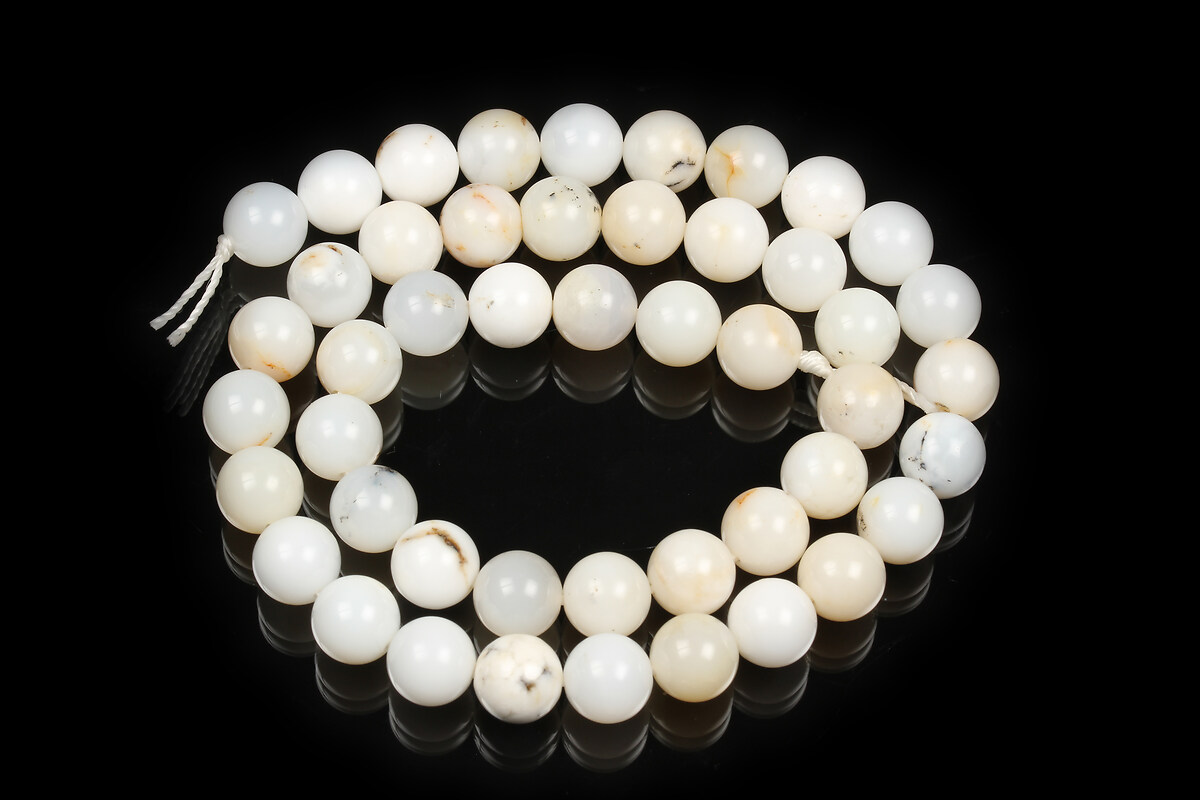 Margele White African Opal sfere 8mm (sirag)