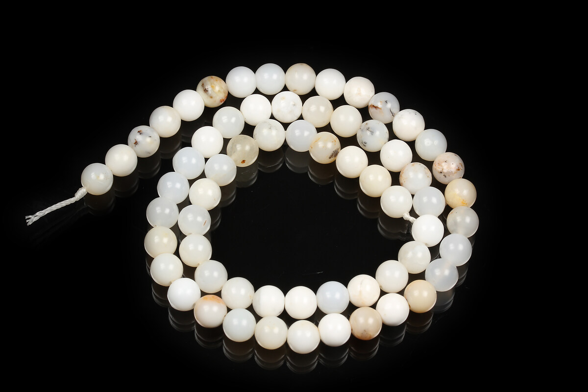 Margele White African Opal sfere 6mm (sirag)