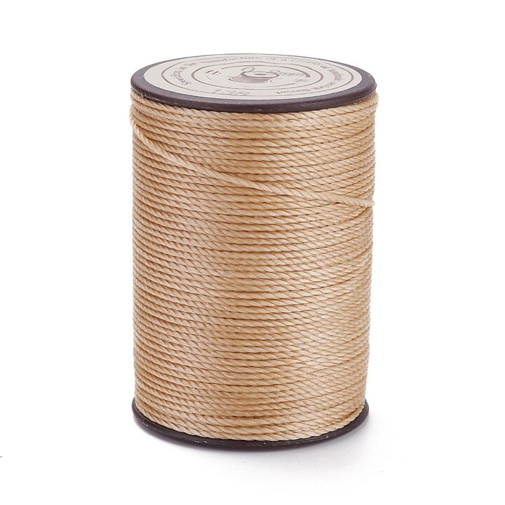 Rola ata cerata rotunda rasucita micro macrame 0,8mm, rola aprox. 50m - bej