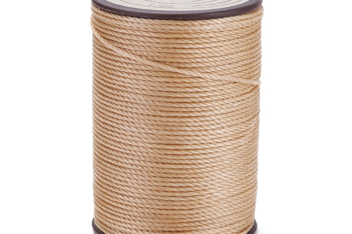 Rola ata cerata rotunda rasucita micro macrame 0,8mm, rola aprox. 50m - bej