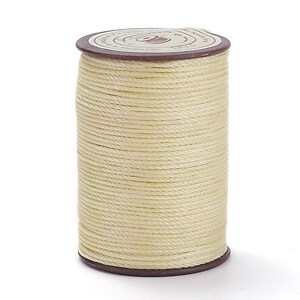 Rola ata cerata rotunda rasucita micro macrame 0,8mm, rola aprox. 50m - crem