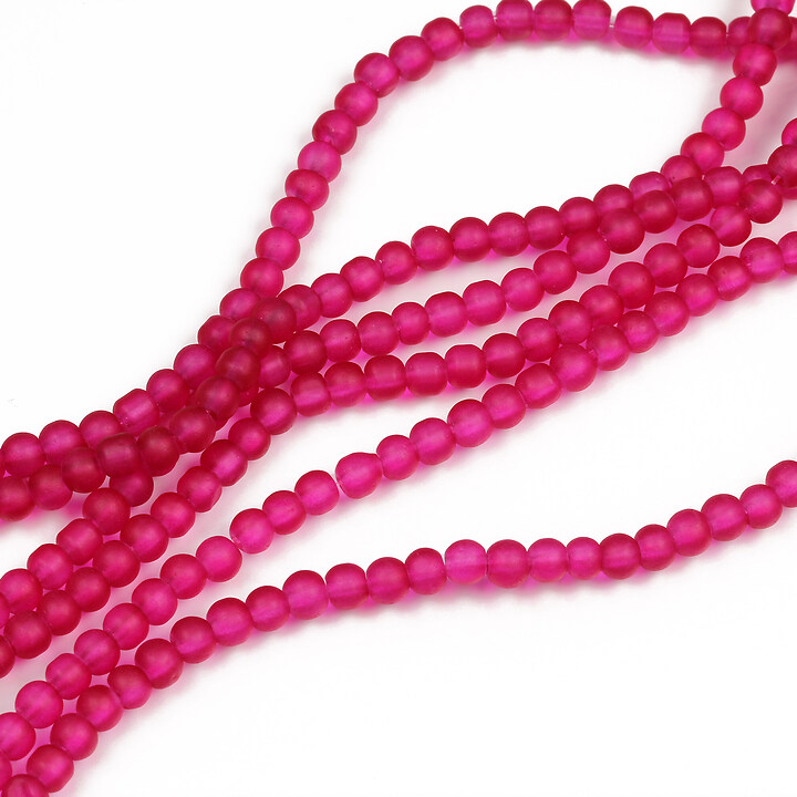 Sirag margele de sticla frosted (mat) sfere 4mm - magenta