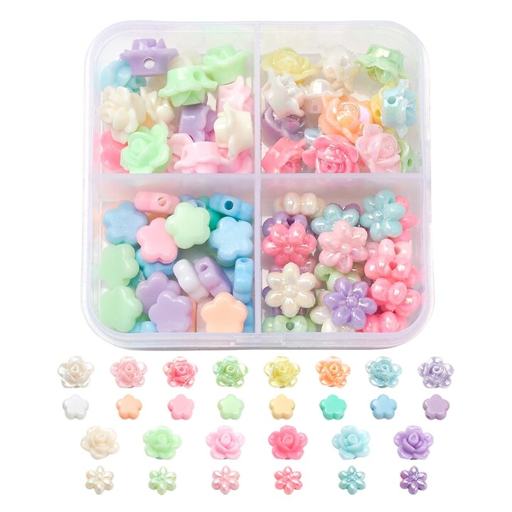 Margele set creativ, cutie 7,3x7x2,4cm cu 123gr. margele plastic floare