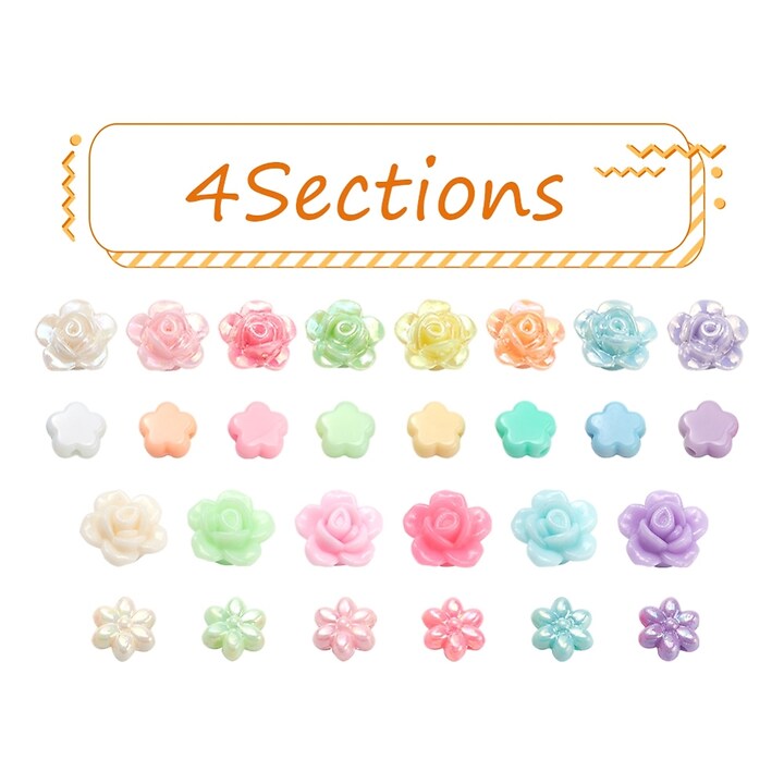 Margele set creativ, cutie 7,3x7x2,4cm cu 123gr. margele plastic floare