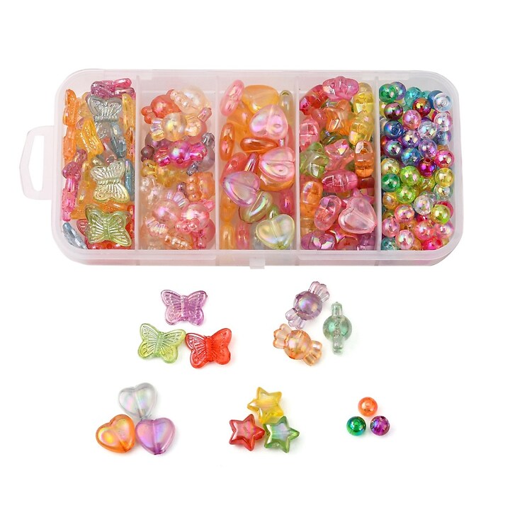 Margele set creativ, cutie 12,5x6x2,5cm cu 199 buc. margele plastic