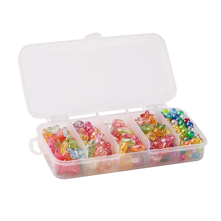 Margele set creativ, cutie 12,5x6x2,5cm cu 199 buc. margele plastic