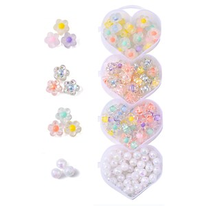 Margele set creativ, cutie inimioare 19x6,4x2,9cm cu 192 buc. margele plastic