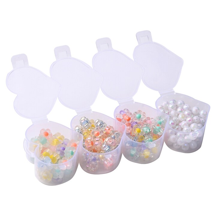 Margele set creativ, cutie inimioare 19x6,4x2,9cm cu 192 buc. margele plastic