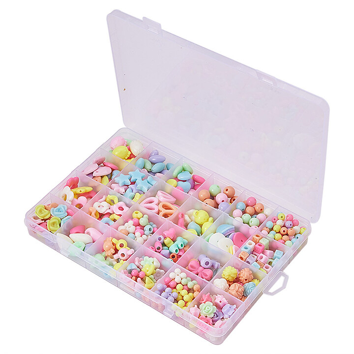 Margele set creativ, cutie 18,5x12,5x2,2cm cu 530 buc. margele plastic si accesorii