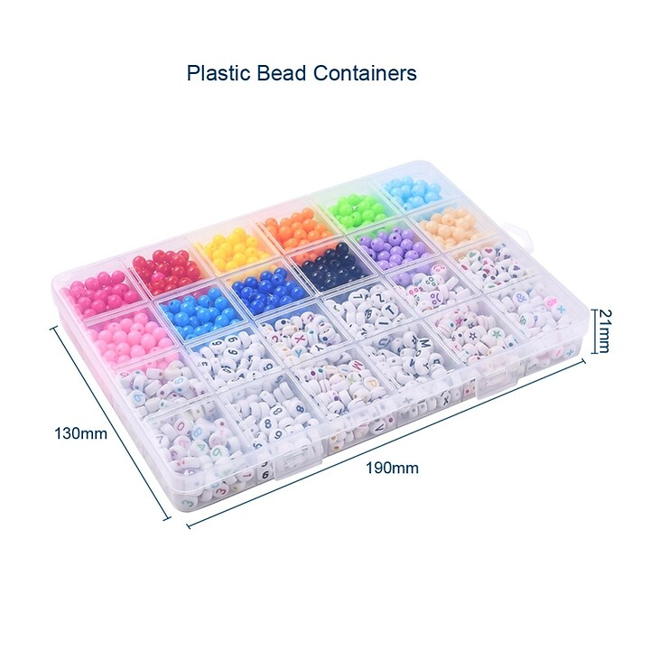 Margele set creativ, cutie 19x13x1,9cm cu 193 gr. margele plastic, litere si numere