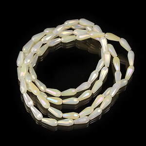 Margele cristal electroplacat lacrima 9-10x4mm (sirag) - ivory