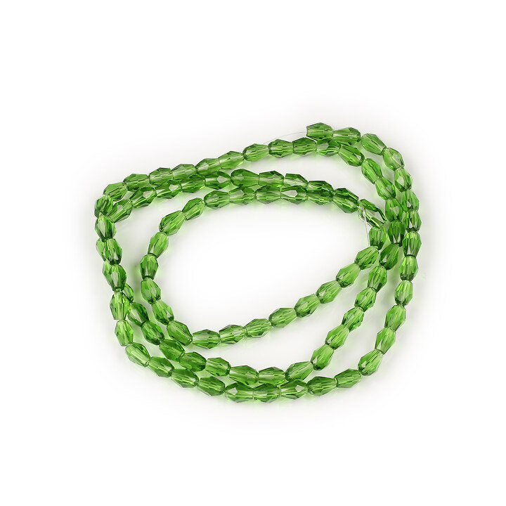 Margele cristal lacrima fatetata 5x3mm (sirag) - verde