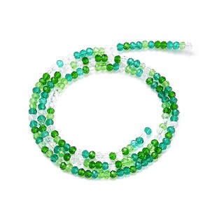 Margele cristal rondele aprox. 2x3mm (sirag) - verde alb