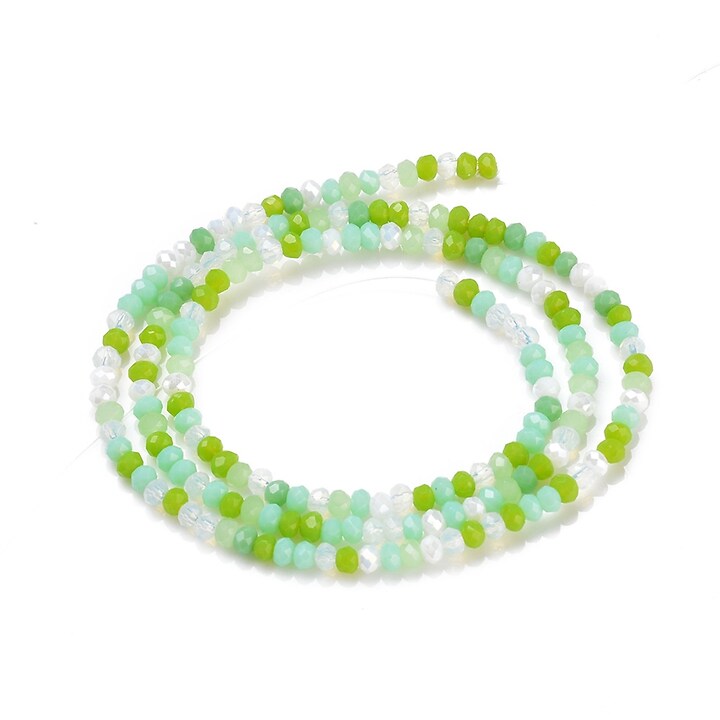 Margele cristal rondele aprox. 2x3mm (sirag) - verde deschis alb