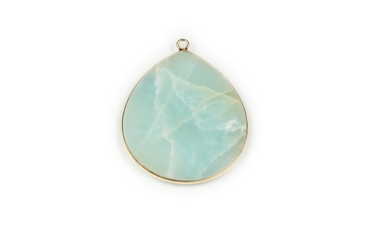 Pandantiv amazonite in montura aurie 41x31mm