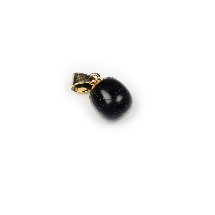 Pandantiv mar blue goldstone cu agatatoare aurie 17-19x12mm