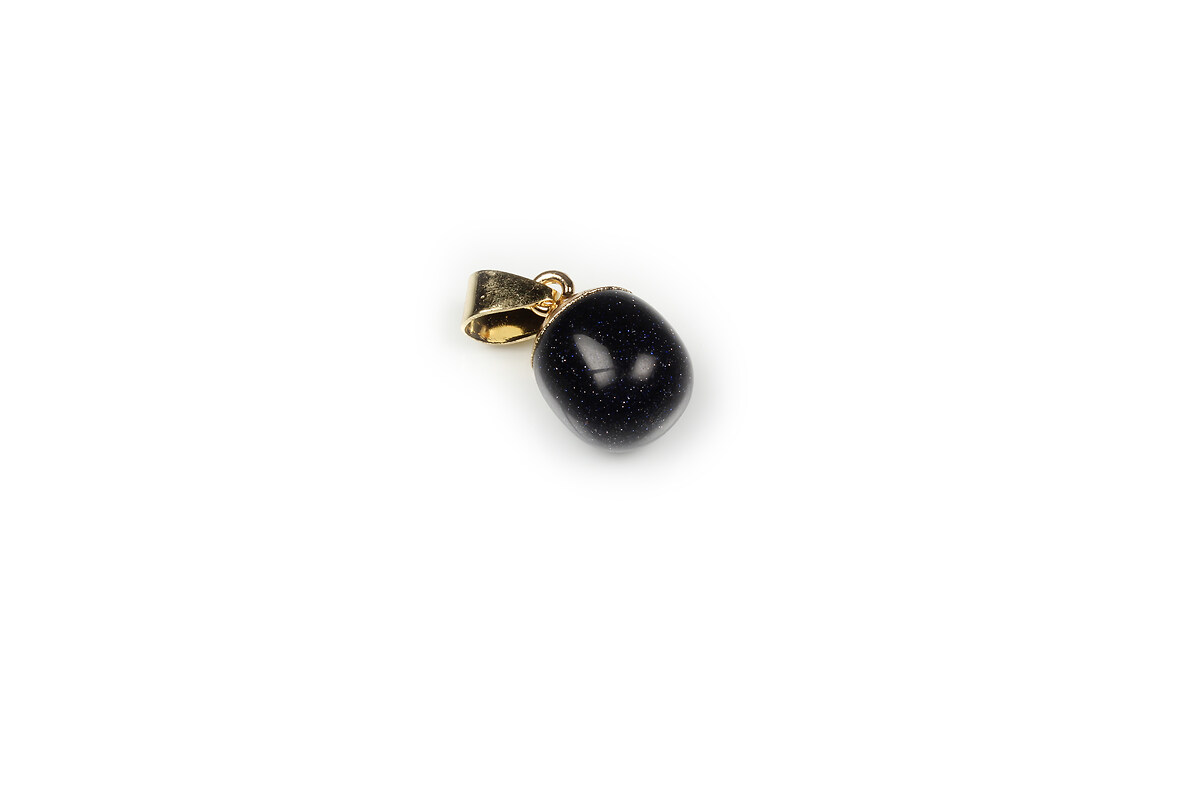 Pandantiv mar blue goldstone cu agatatoare aurie 17-19x12mm