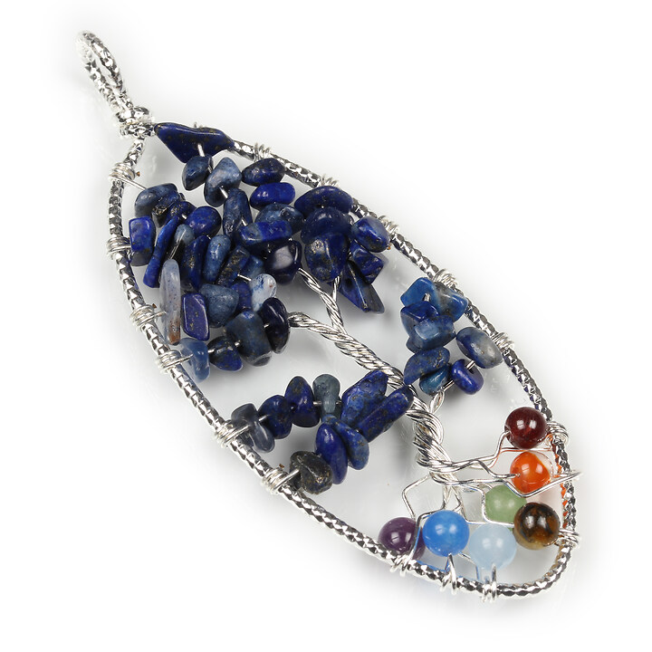 Pandantiv Chakra copacul vietii lapis lazuli 78x30mm