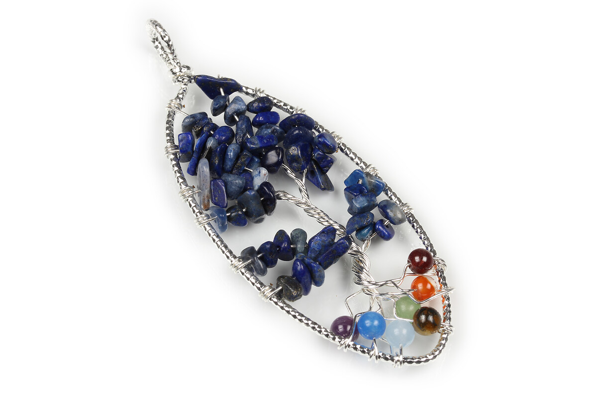 Pandantiv Chakra copacul vietii lapis lazuli 78x30mm