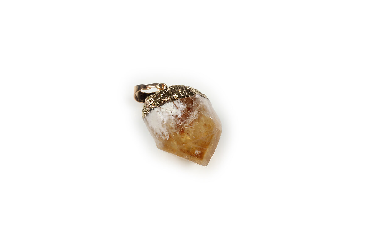 Pandantiv citrine cu agatatoare aurie 31x10mm