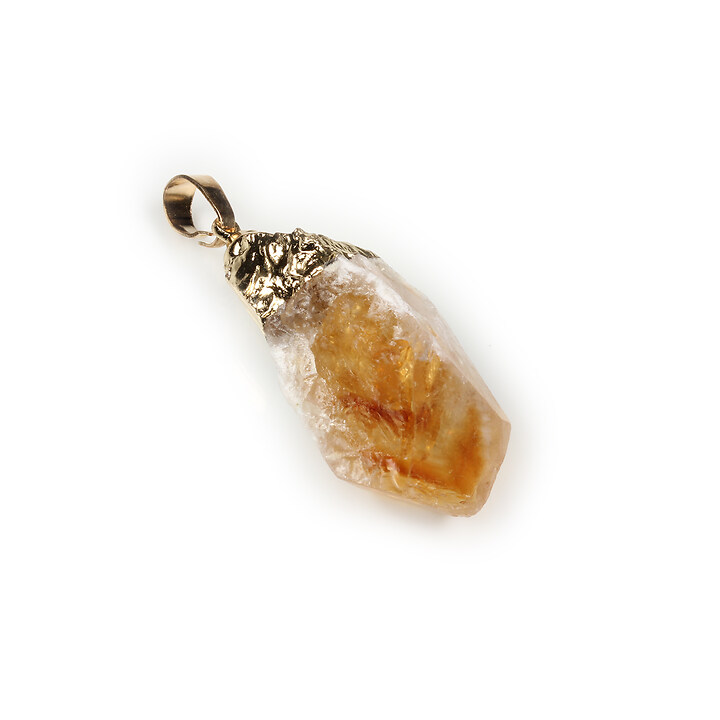 Pandantiv citrine cu agatatoare aurie 41x11mm